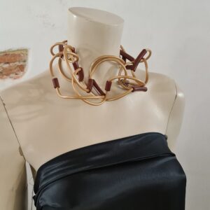 RS 9 Collana Ricciola sil 0.4 oro sil 0.8 marsala