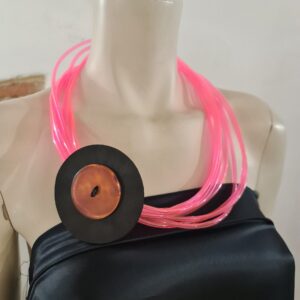 EL7 Collana Elisse sil rosa pesca bottone salmone