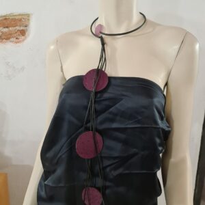 FG23 sil nero frangia sil nero cerchi ecopelle viola stampato