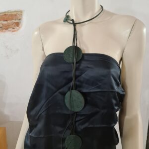 FG26 sil nero frangia sil nero cerchi ecopelle verdone stampato