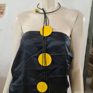FG16 sil nero frangia sil nero cerchi ecopelle giallo