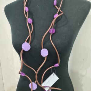 R289 Collana Ricciola sil rame resine toni viola