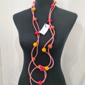 R300 Collana Ricciola sil rosa pesca resine rosso mattone senape