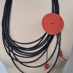 M4 Moon PVC nero ecopelle arancio stampato