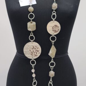 Collana Vintage pagine di libro catena silver resine sabbia