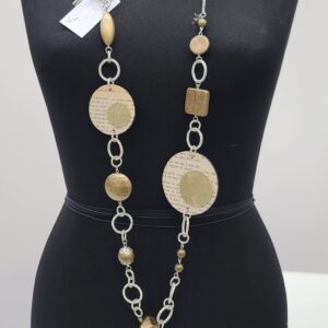 Collana Vintage pagine di libro catena silver resine oro