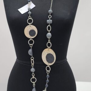 Collana Vintage pagine di libro catena silver resine grigio