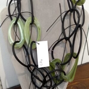 CH7 chain silicone nero anelli resina verde salvia melange