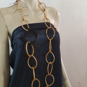 CH120 Collana Chain Oro Quadrato e filini nero