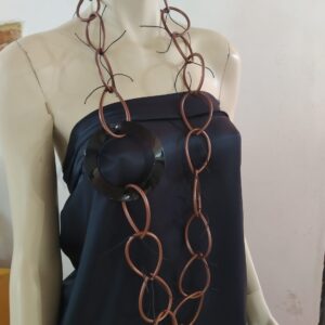 CH122 Collana Chain Rame Quadrato e filini nero
