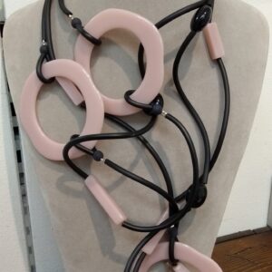 R113 Ricciola Silicone Nero Cerchi e Bastoni Rosa Lucido